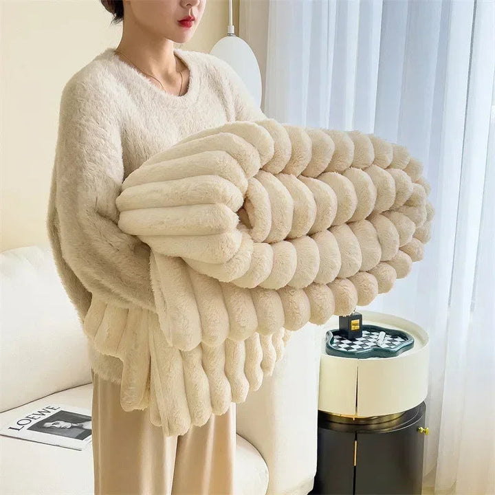 Plush Throw Blanket | Thick Ribbed Pile With Real Weight