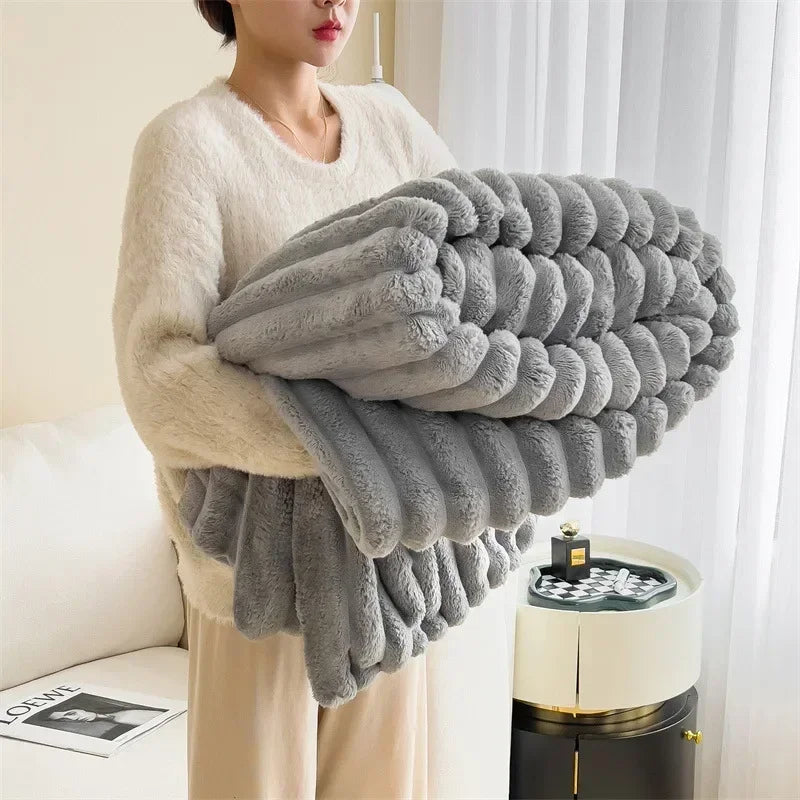 Plush Throw Blanket | Thick Ribbed Pile With Real Weight