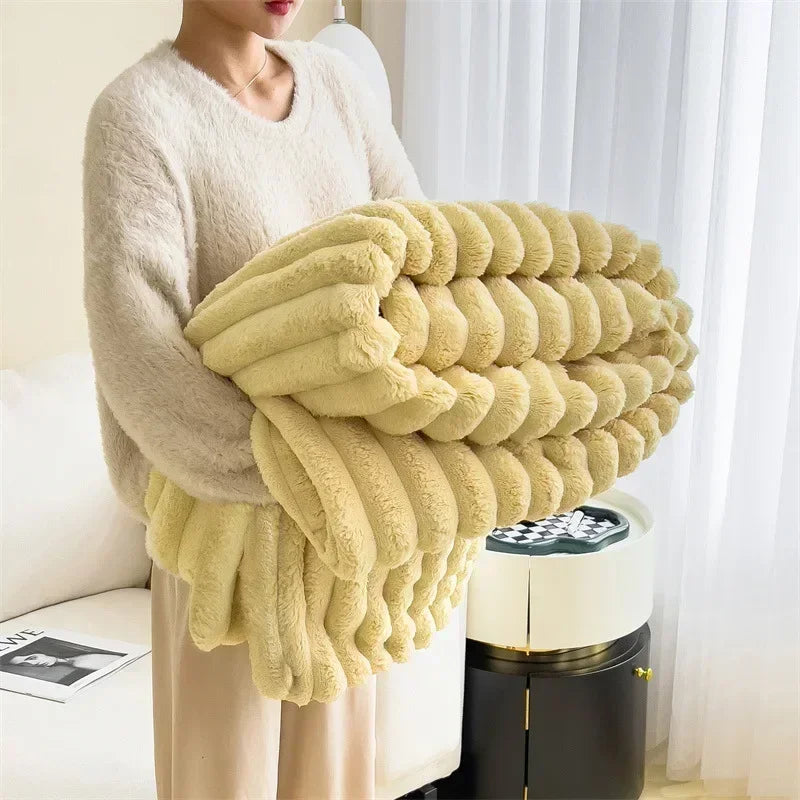 Plush Throw Blanket | Thick Ribbed Pile With Real Weight