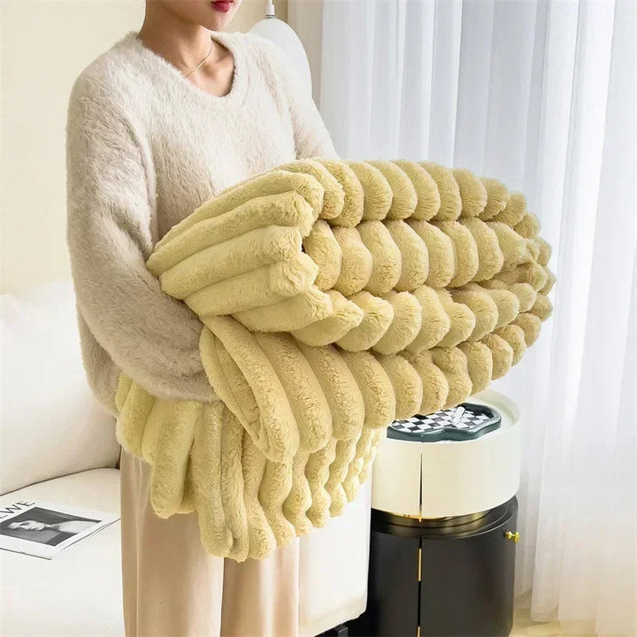 Plush Throw Blanket | Thick Ribbed Pile With Real Weight