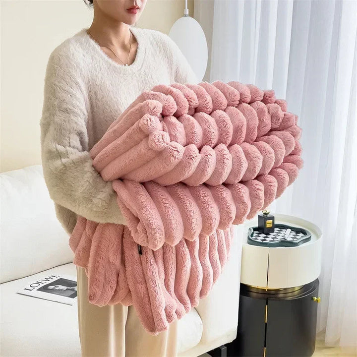 Plush Throw Blanket | Thick Ribbed Pile With Real Weight