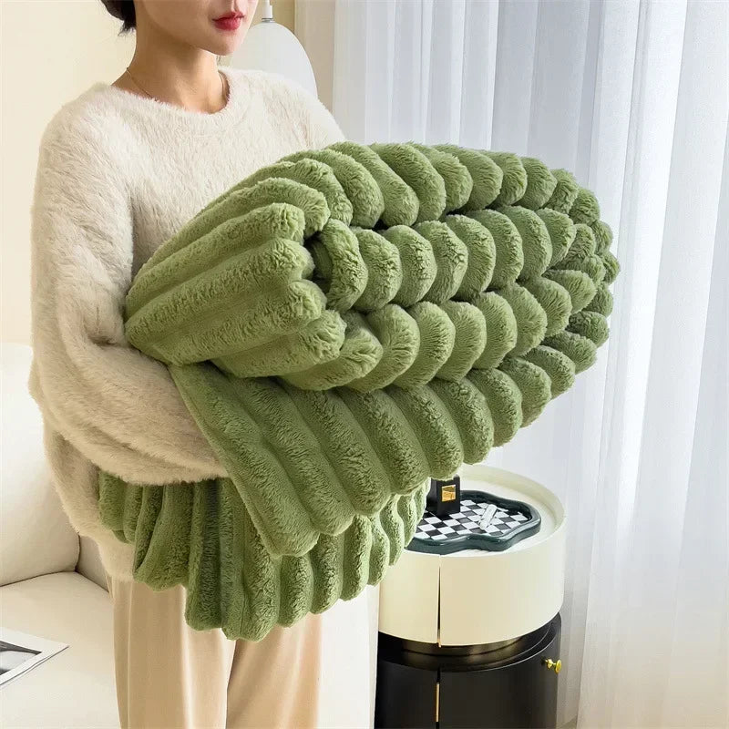 Plush Throw Blanket | Thick Ribbed Pile With Real Weight