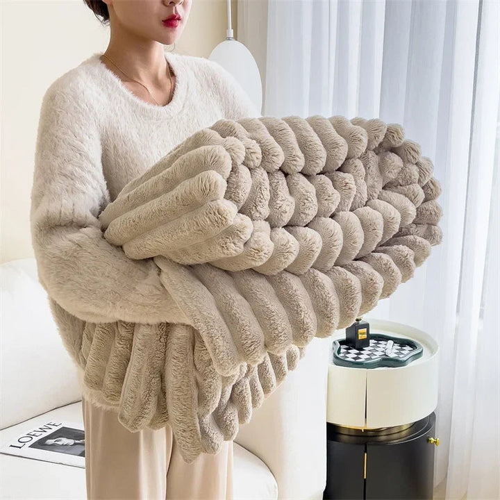 Plush Throw Blanket | Thick Ribbed Pile With Real Weight