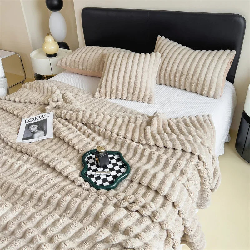 Plush Throw Blanket | Thick Ribbed Pile With Real Weight