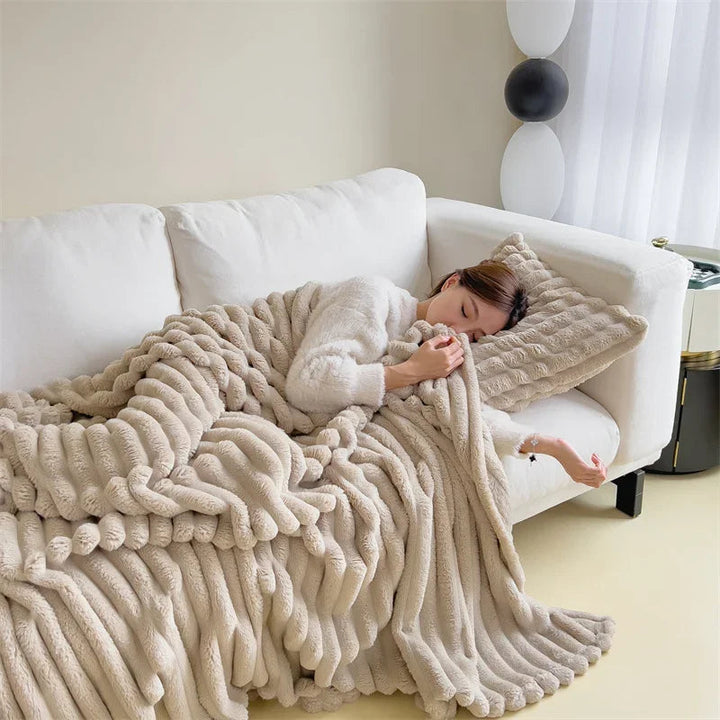 Plush Throw Blanket | Thick Ribbed Pile With Real Weight