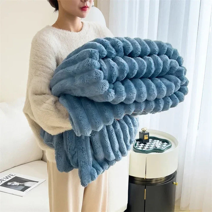 Plush Throw Blanket | Thick Ribbed Pile With Real Weight