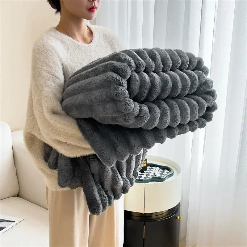 Plush Throw Blanket | Thick Ribbed Pile With Real Weight