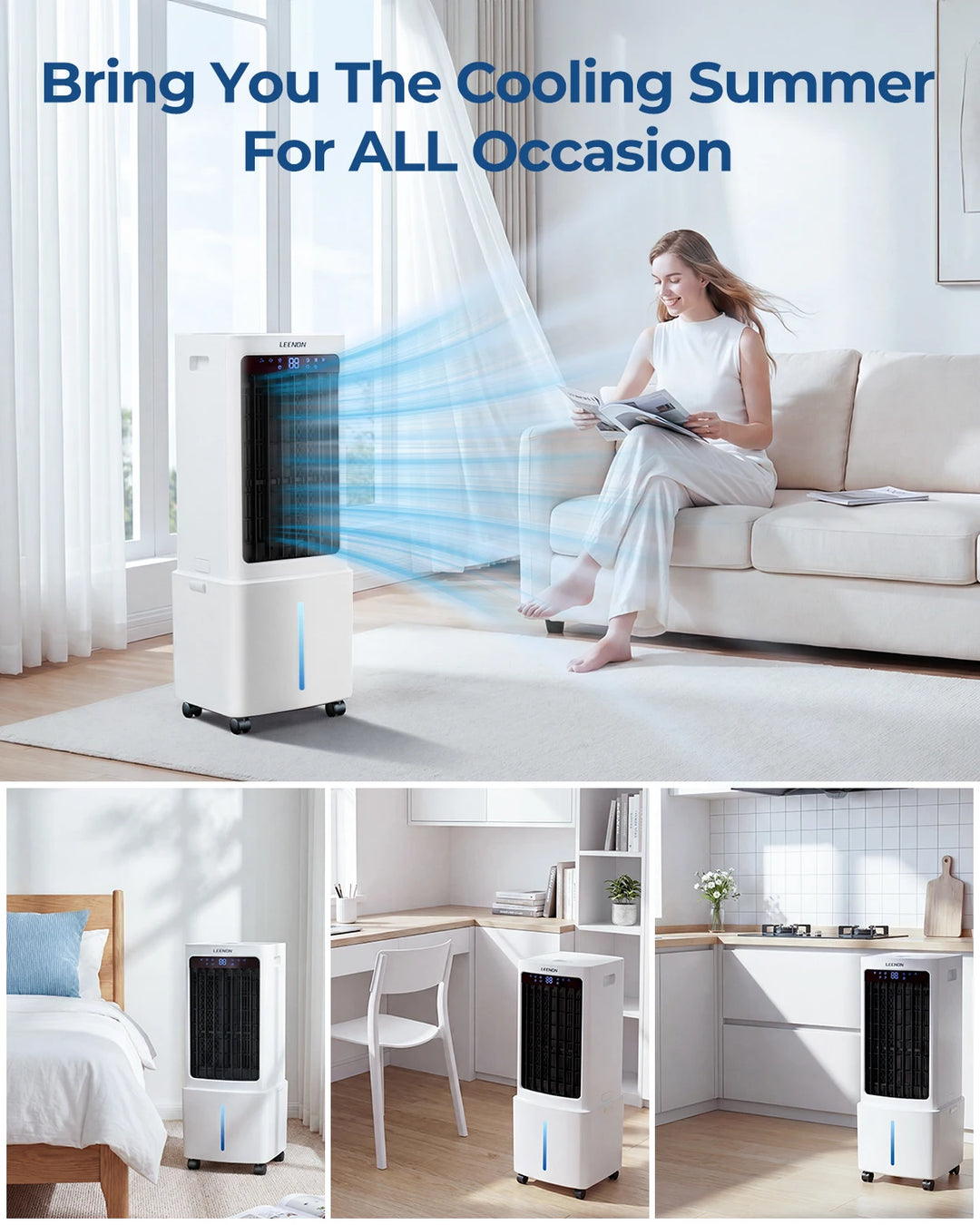 Portable Air Conditioner Fan | Water Cooling | 3 Speeds | Remote Control | 9L Tank | Timer