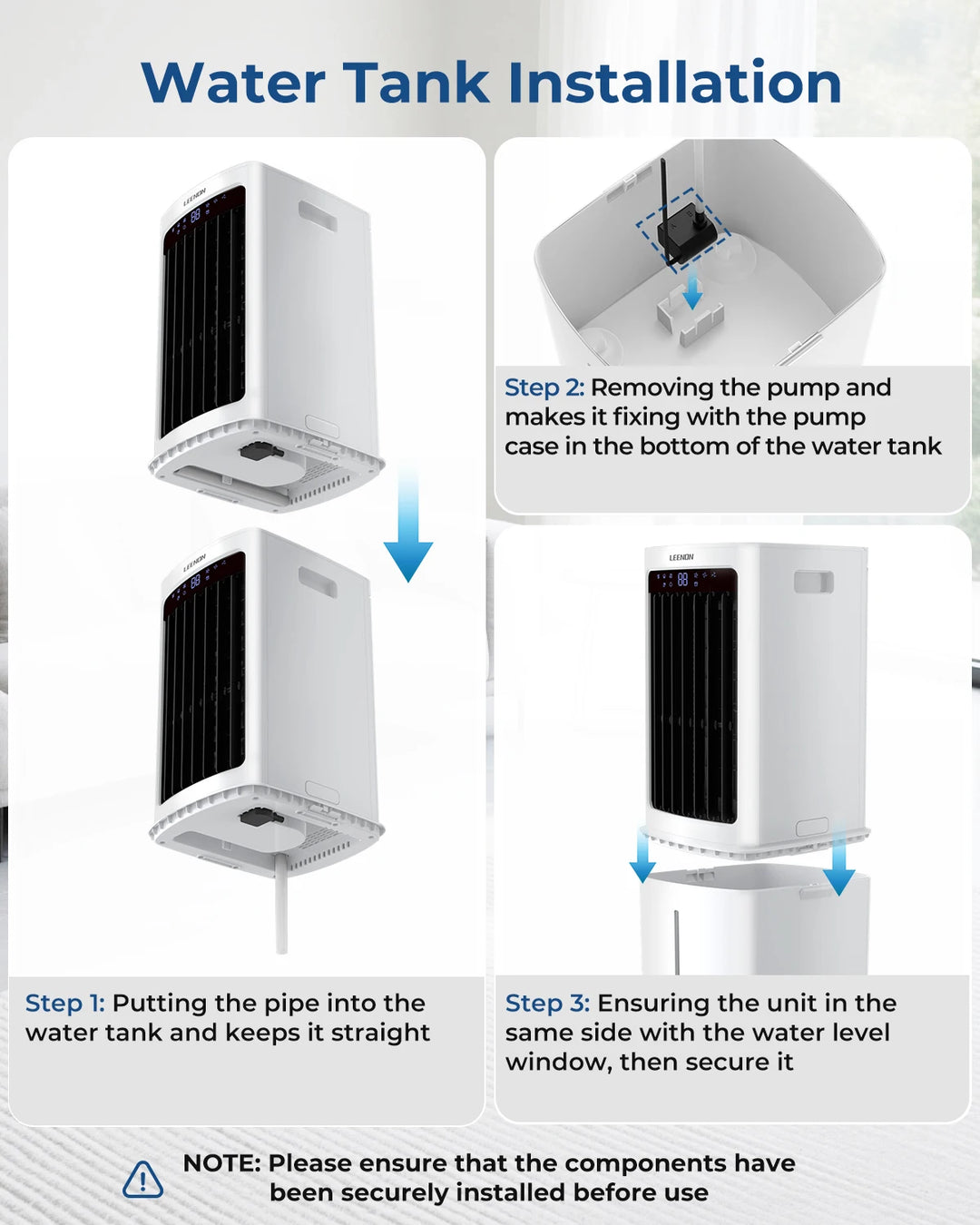 Portable Air Conditioner Fan | Water Cooling | 3 Speeds | Remote Control | 9L Tank | Timer