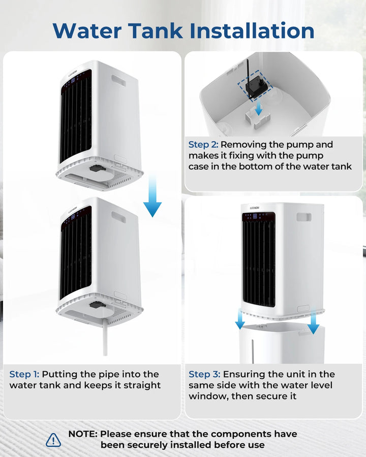 Portable Air Conditioner Fan | Water Cooling | 3 Speeds | Remote Control | 9L Tank | Timer