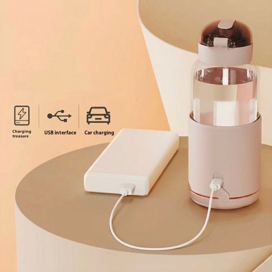Portable Baby Bottle Warmer | USB | Borosilicate Glass | 300ml | 37–55°C | LED Display | 8hr
