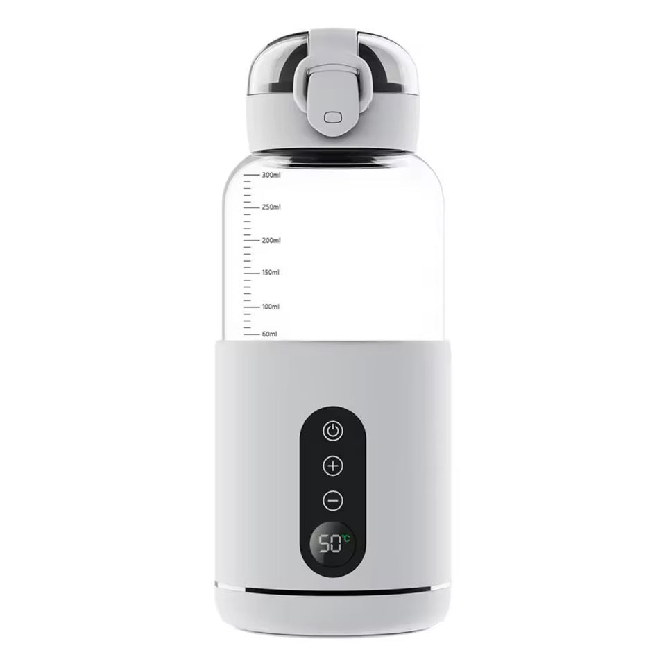 Portable Baby Bottle Warmer | USB | Borosilicate Glass | 300ml | 37–55°C | LED Display | 8hr