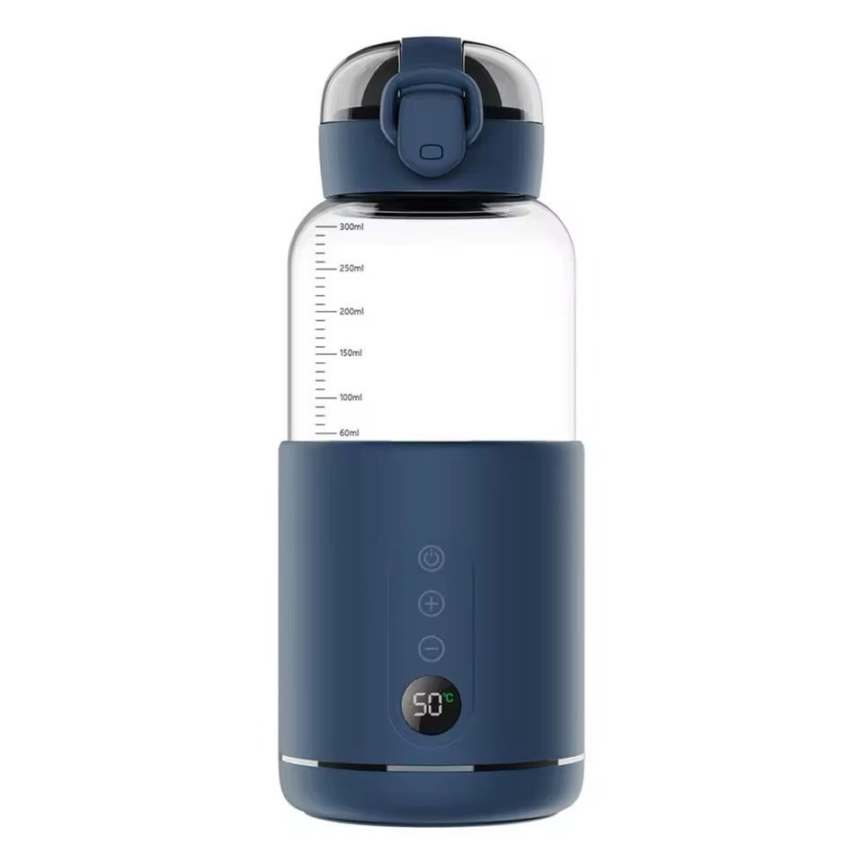 Portable Baby Bottle Warmer | USB | Borosilicate Glass | 300ml | 37–55°C | LED Display | 8hr