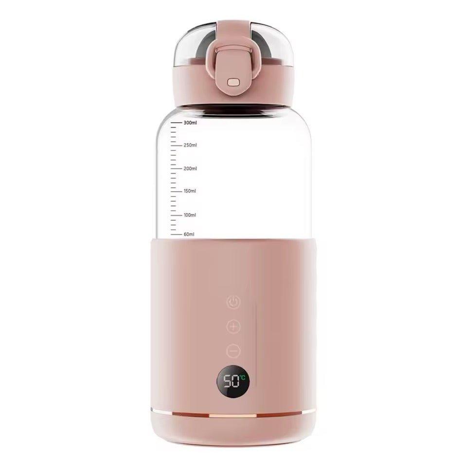Portable Baby Bottle Warmer | USB | Borosilicate Glass | 300ml | 37–55°C | LED Display | 8hr