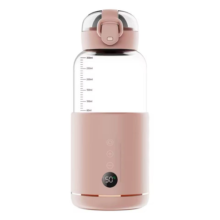 Portable Baby Bottle Warmer | USB | Borosilicate Glass | 300ml | 37–55°C | LED Display | 8hr