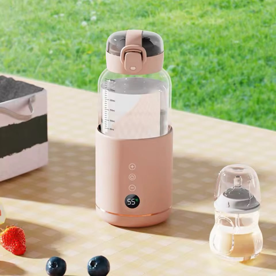 Portable Baby Bottle Warmer | USB | Borosilicate Glass | 300ml | 37–55°C | LED Display | 8hr