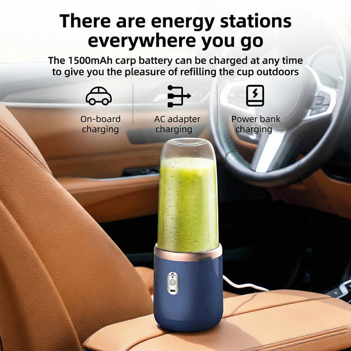 Portable Blender USB Rechargeable | 21,000 RPM Six-Blade Stainless Steel Motor | 1500mAh Battery, Two Cups &amp; Sport Lid Included