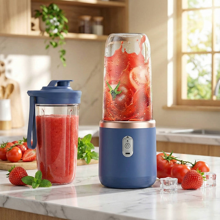 Portable Blender USB Rechargeable | 21,000 RPM Six-Blade Stainless Steel Motor | 1500mAh Battery, Two Cups &amp; Sport Lid Included