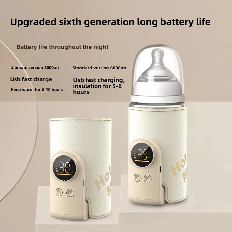 Portable Bottle Warmer | USB Rechargeable | Digital Display | 3 Battery Options | 5–12hr Warming