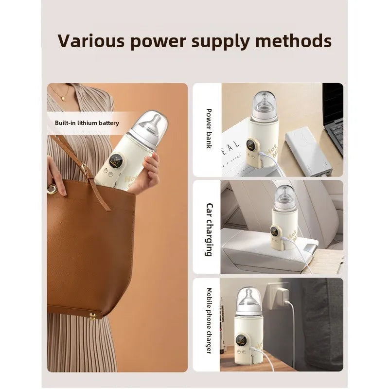 Portable Bottle Warmer | USB Rechargeable | Digital Display | 3 Battery Options | 5–12hr Warming