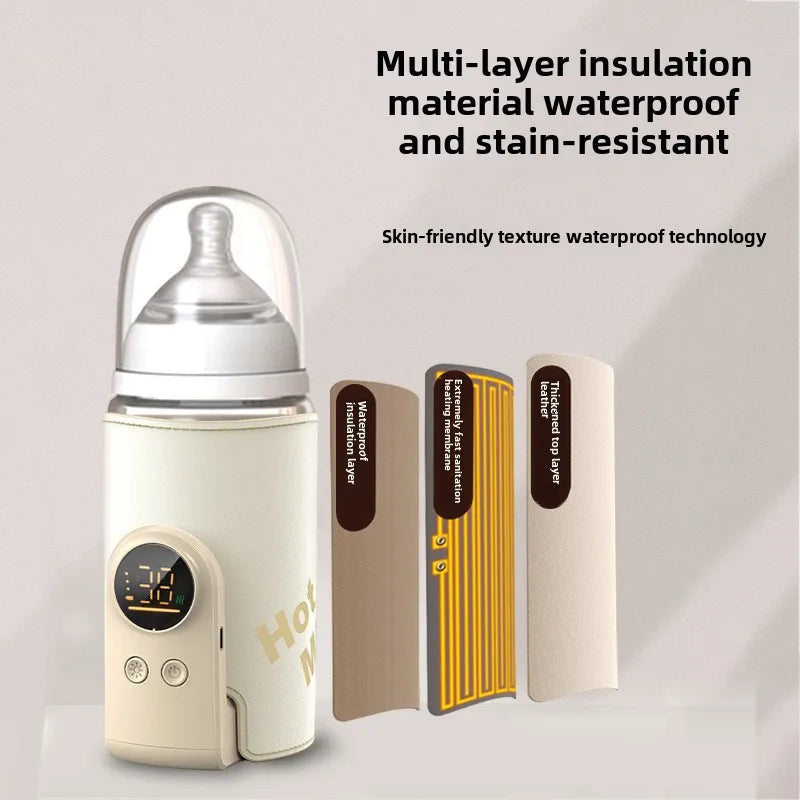 Portable Bottle Warmer | USB Rechargeable | Digital Display | 3 Battery Options | 5–12hr Warming