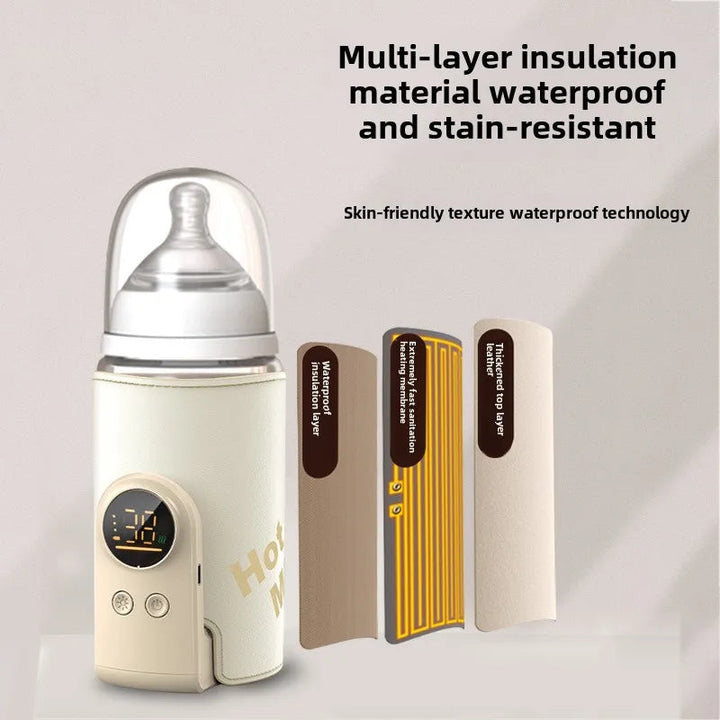 Portable Bottle Warmer | USB Rechargeable | Digital Display | 3 Battery Options | 5–12hr Warming