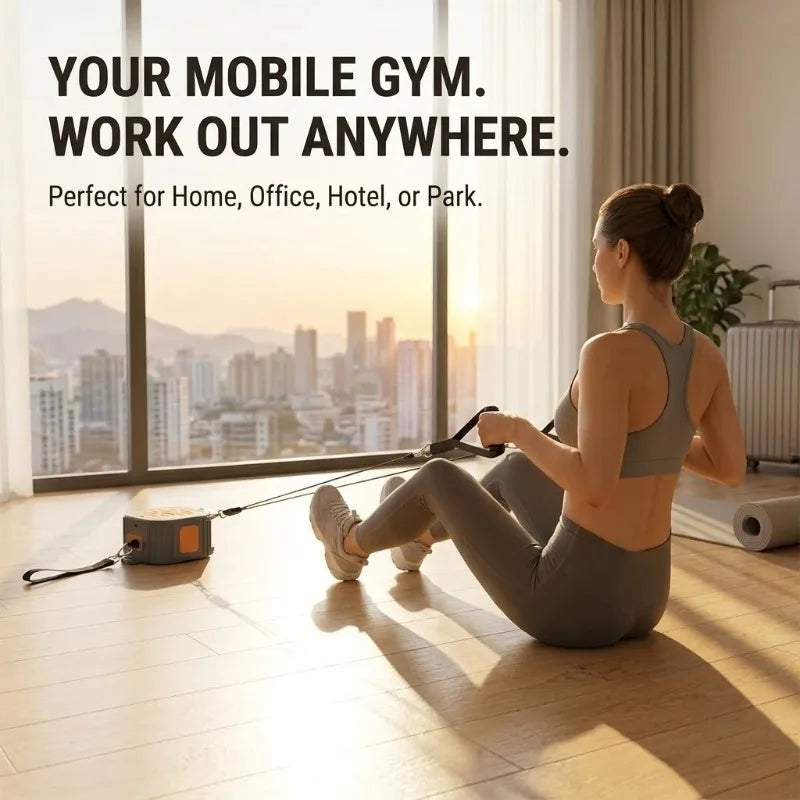 Portable Cable Machine &amp; Rowing Trainer | Resistance Bands | Full Body Home Gym | Adjustable