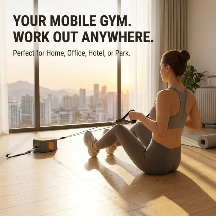Portable Cable Machine &amp; Rowing Trainer | Resistance Bands | Full Body Home Gym | Adjustable