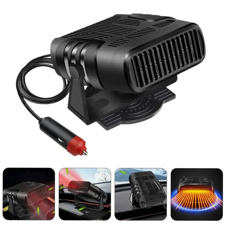 Portable Car Heater and Cooling Fan 12V with Dual Heating and Cooling Modes | 360° Rotatable Dashboard Mount | Fast Defrost