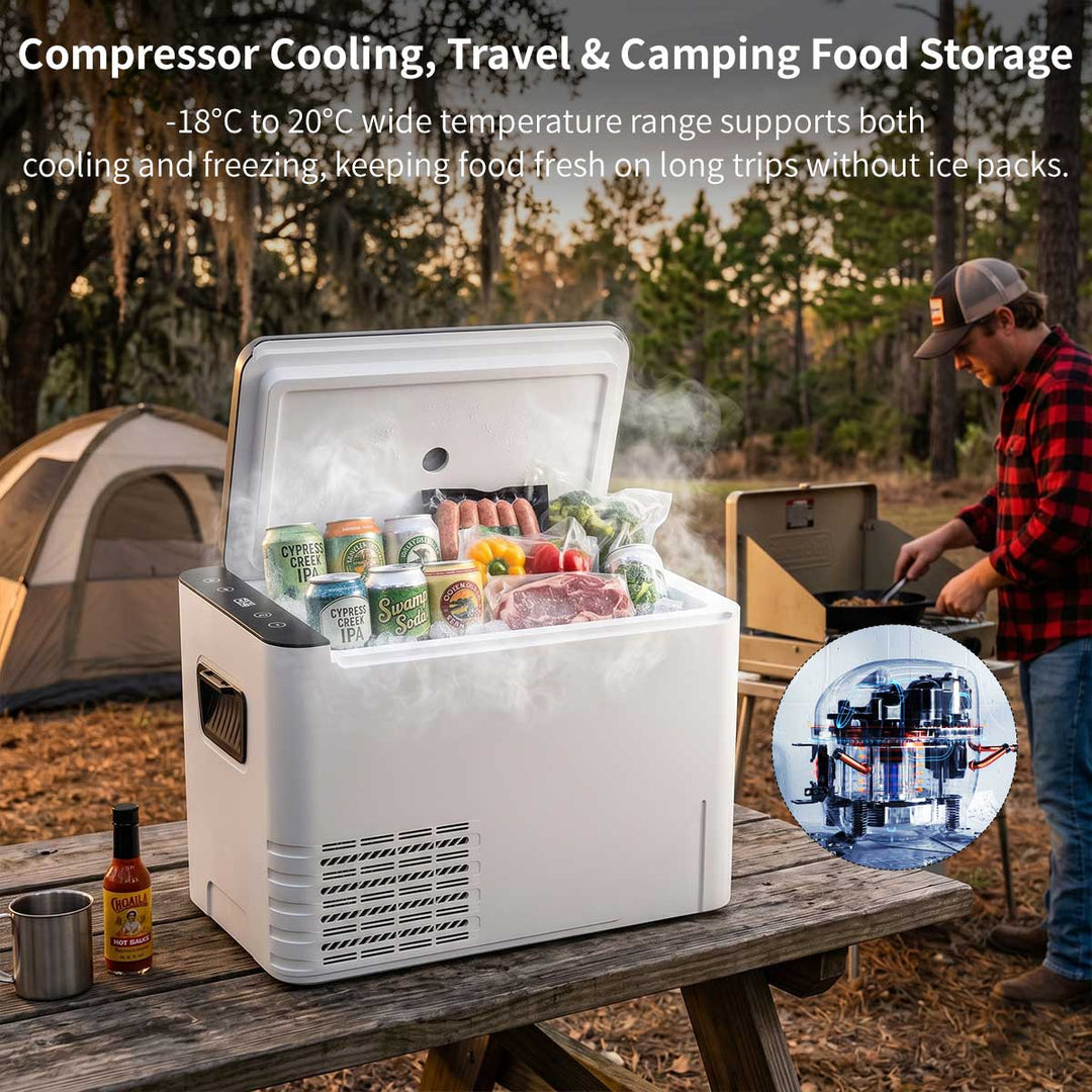 Portable Car Refrigerator | -18°C Deep Freezing | Compressor Cooling | 42mm Insulation | Shockproof