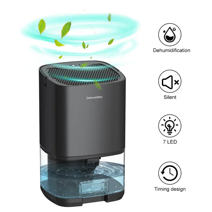Portable Dehumidifier | 1000ml Tank | 2-in-1 Air Purifier | Night Light | 45dB | Auto Shut-Off