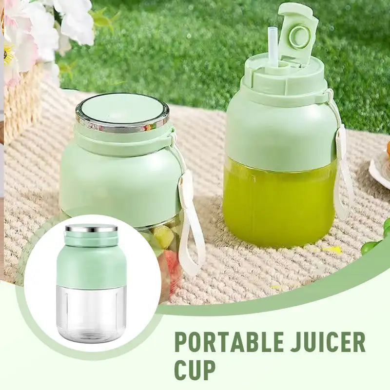 Portable Electric Juicer Cup | Twin Lids, Carry Strap