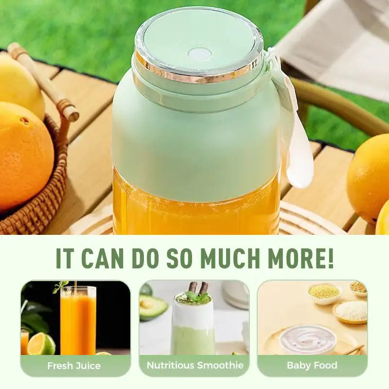 Portable Electric Juicer Cup | Twin Lids, Carry Strap