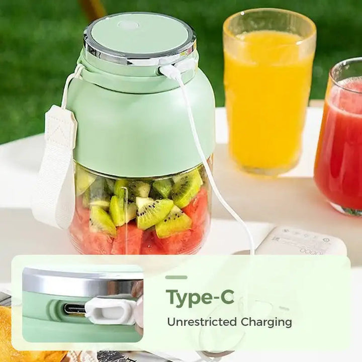 Portable Electric Juicer Cup | Twin Lids, Carry Strap