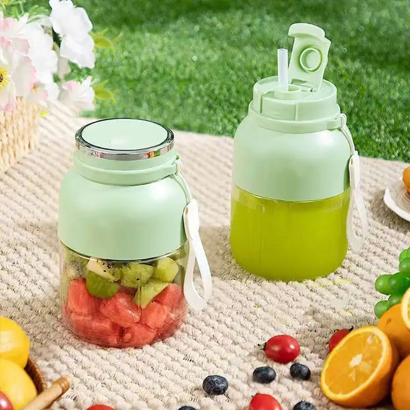 Portable Electric Juicer Cup | Twin Lids, Carry Strap