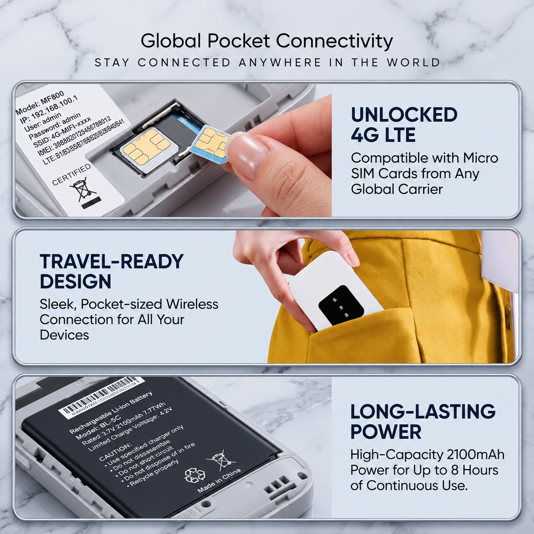 Portable Internet Hub | Pocket Size, Front Status Panel