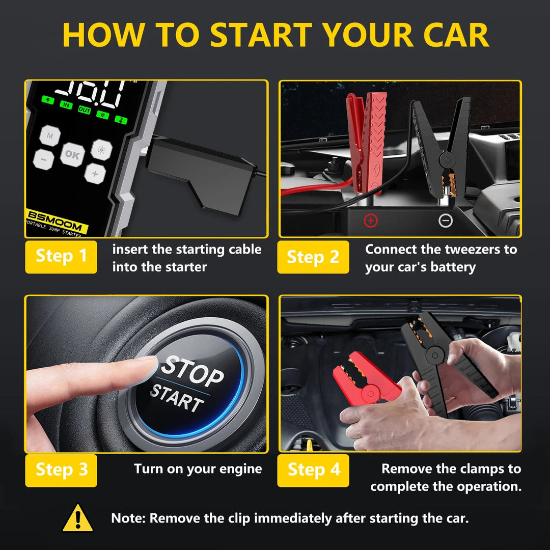 Portable Jump Starter | 7000A | 150 PSI Air Compressor | 30000mAh Power Bank | 12V Vehicles
