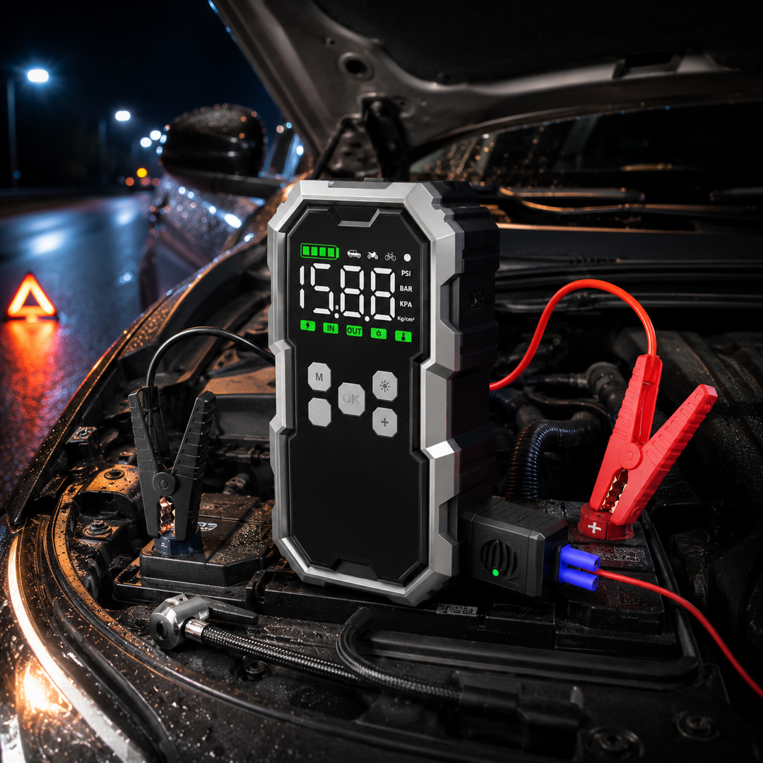 Portable Jump Starter | 7000A | 150 PSI Air Compressor | 30000mAh Power Bank | 12V Vehicles