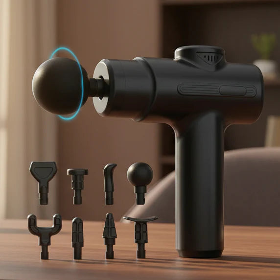 Portable Massage Gun | Deep Tissue Percussion Massager with 8 Heads