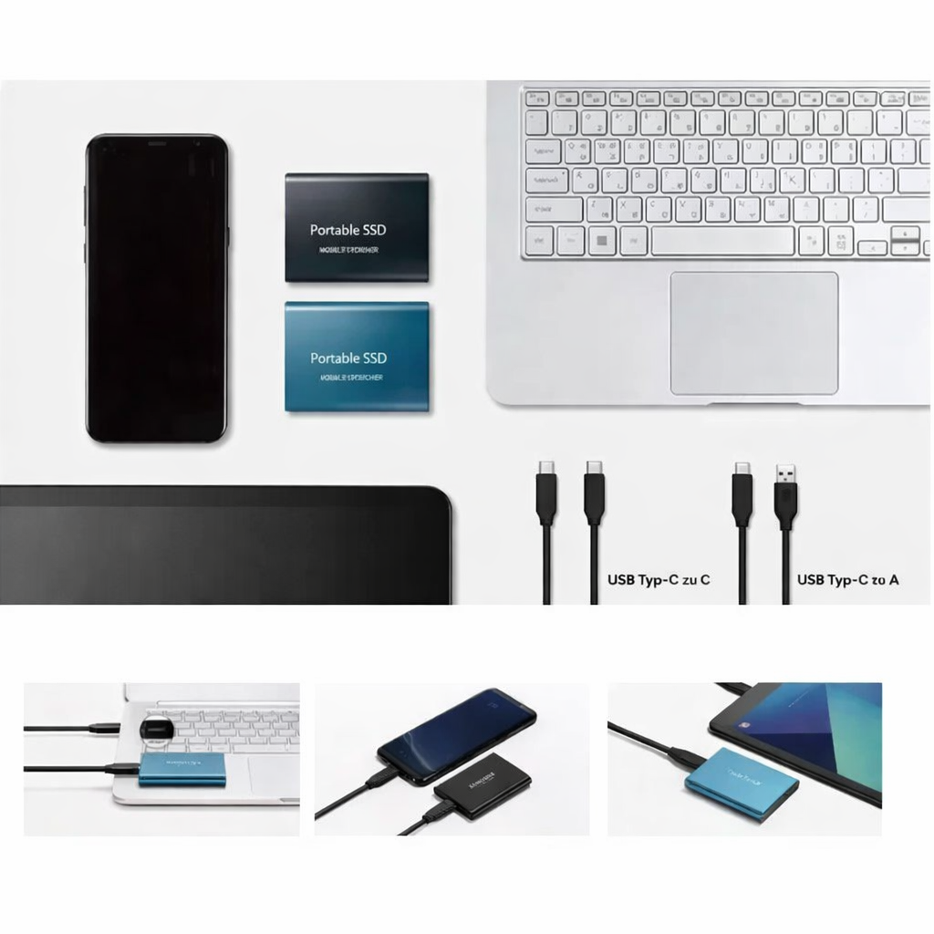 Portable SSD External Drive | Up to 1050 MB/s USB-C 3.1 Transfer Speed | 2TB Capacity, Windows, macOS, Linux Compatible
