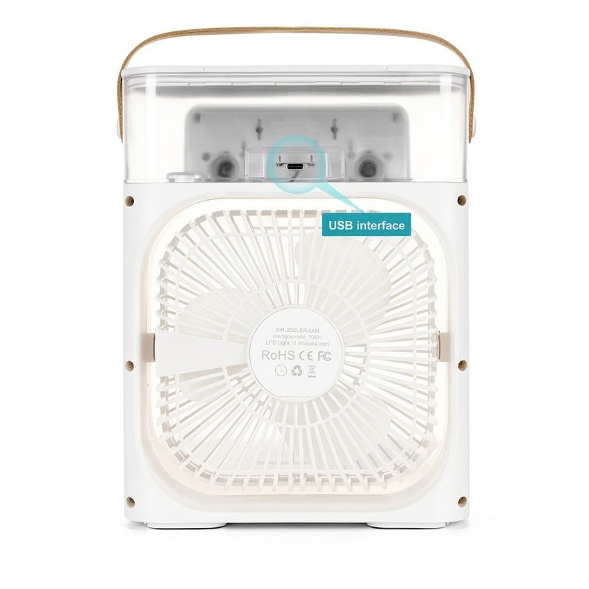 Portable USB Air Cooler &amp; Humidifier | 600ml Tank | 3-Speed Fan | 3-Speed Mist | 10W