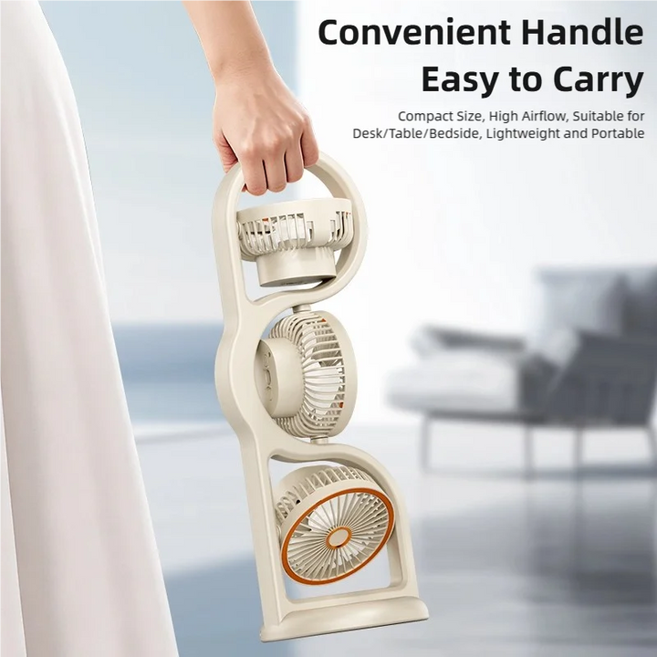 Portable USB Fan | 360° Circulation | 5 Speed Settings | 1200mAh | Rechargeable | Compact