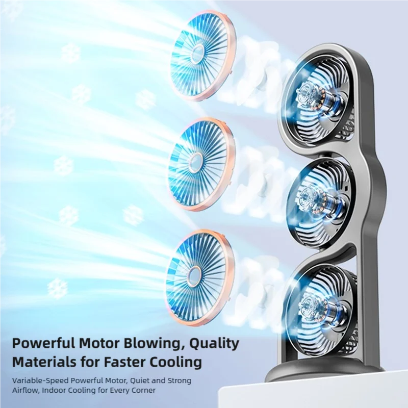 Portable USB Fan | 360° Circulation | 5 Speed Settings | 1200mAh | Rechargeable | Compact