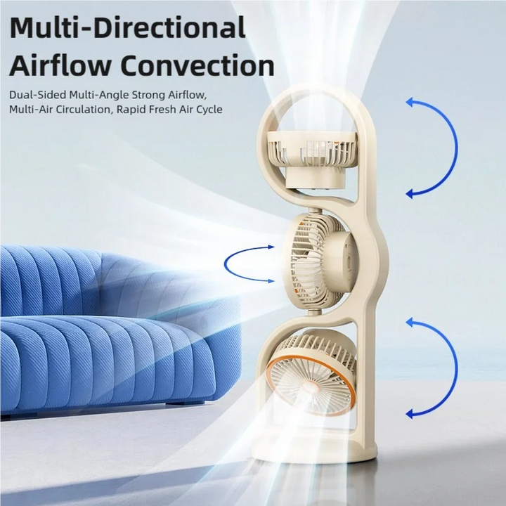 Portable USB Fan | 360° Circulation | 5 Speed Settings | 1200mAh | Rechargeable | Compact