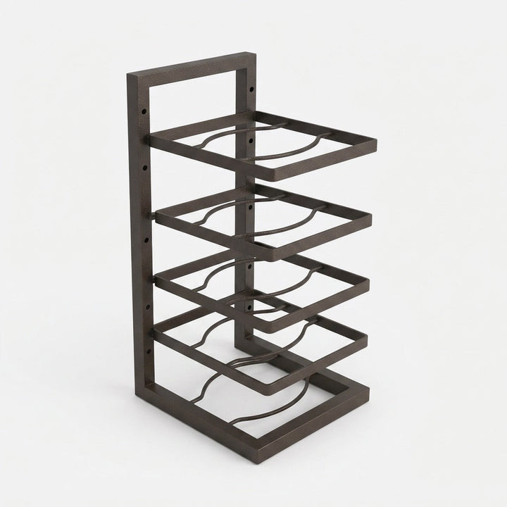 Pot and Pan Rack Carbon Steel 26.5 x 22.5 cm | Adjustable 2-5 Tier Black | Compact Kitchen Storage Rack Organizer