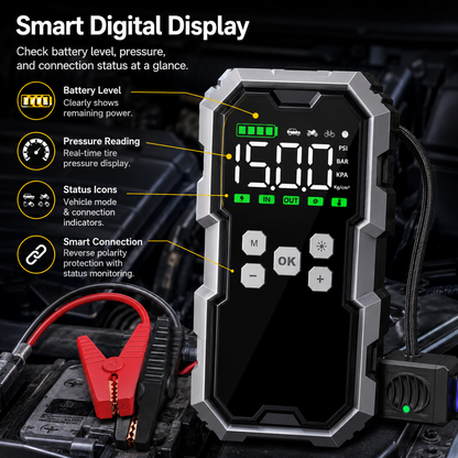 PowerBoost | 7000A Jump Starter with 150PSI Air Compressor | Portable Power Bank for Emergency Situations 5