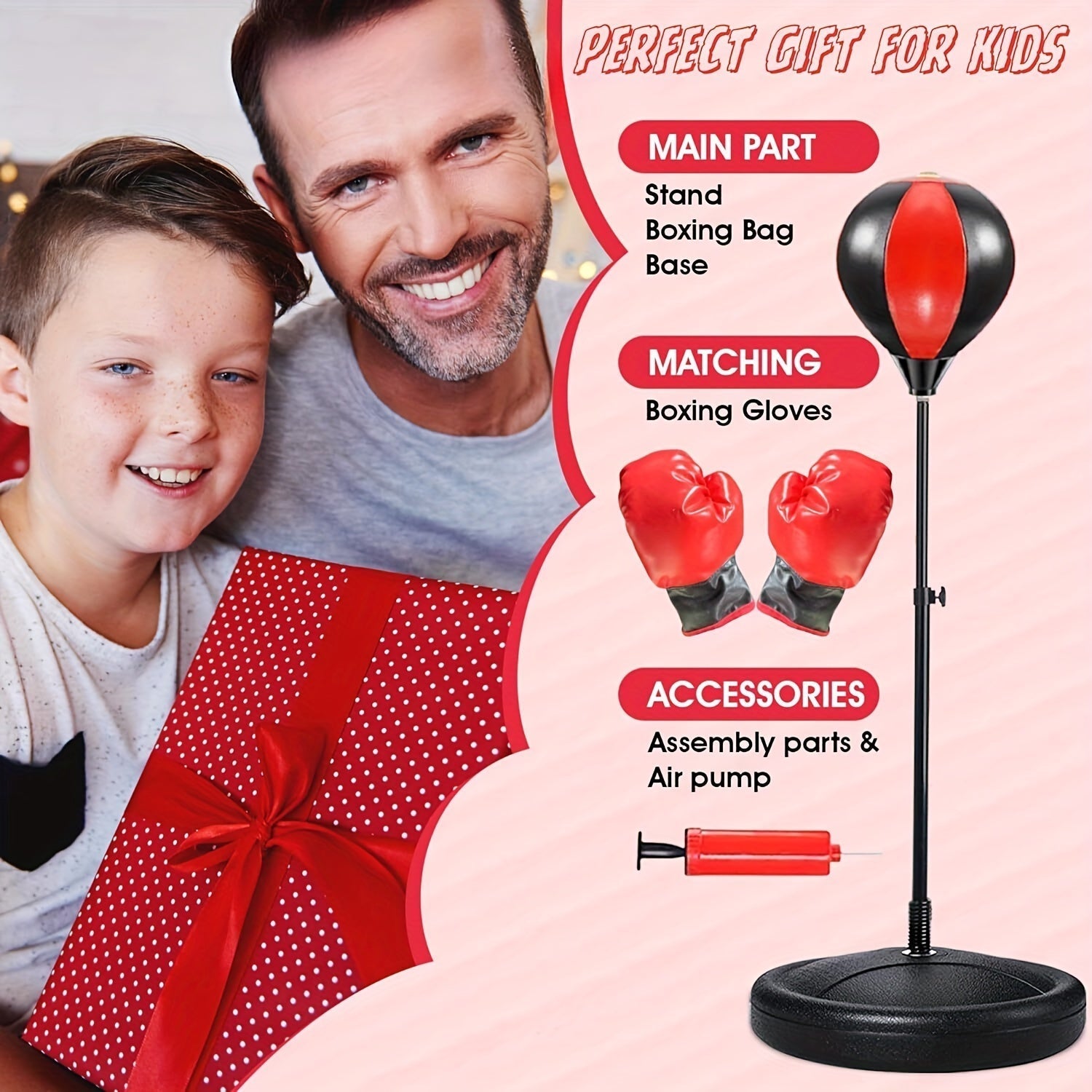 PowerPunch | Children's Boxing Set with Adjustable Height & Gloves | Fun Punching Bag for Active Play 2