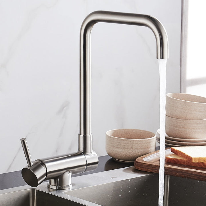 Premium Stainless Steel Kitchen Faucet | 360° Swivel | Lead-Free Modern Tap