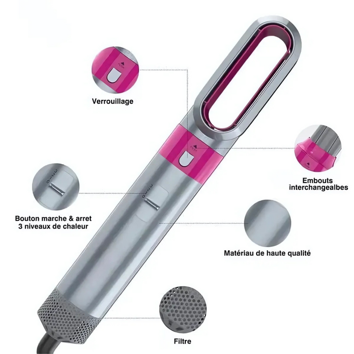 5-in-1 Hot Air Styling Brush | 5 Interchangeable Attachments | Dries, Smooths, Curls &amp; Adds Volume to All Hair Types 7