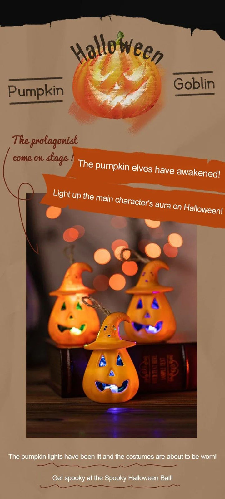 Pumpkin Skull LED Night Lantern Halloween Decoration | Battery Powered Flameless Design | Portable Indoor Party Lighting